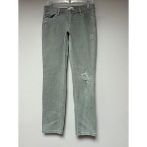 Loft Boyfriend Jeans Sage Green Distressed Denim Pants Size 4 27 Relaxed Fit